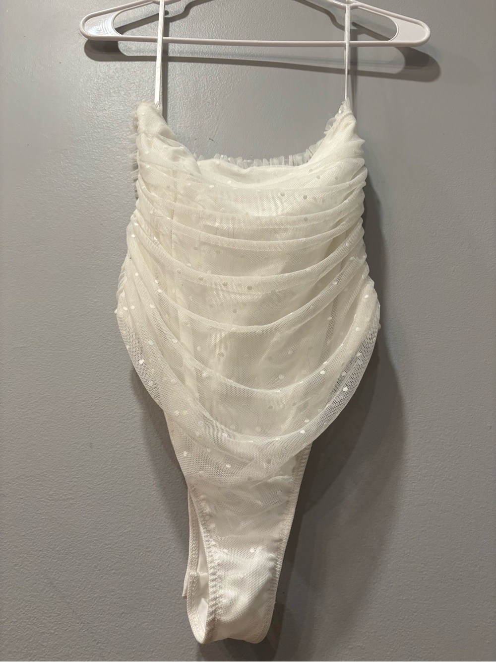 Princess Polly Sheer White Draped Mesh Bodysuit - Women Intimates & Sleepwear